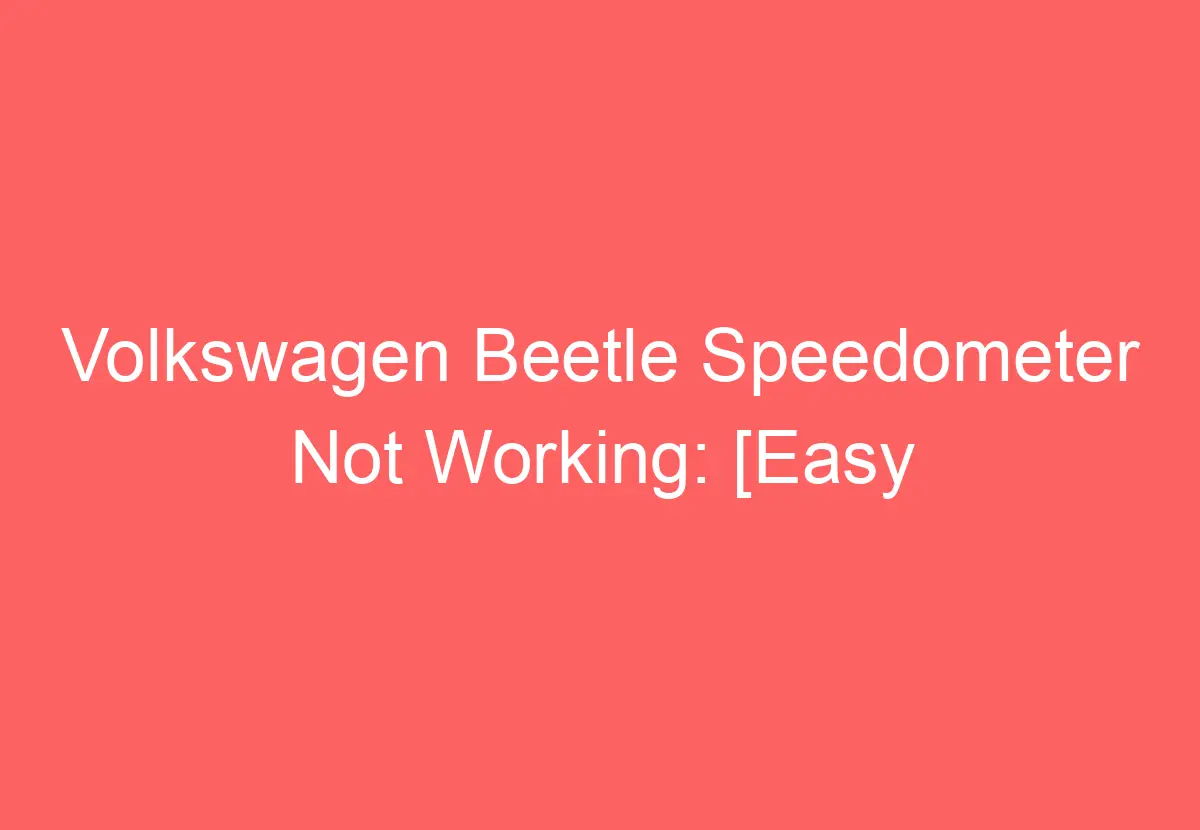 Volkswagen Beetle Speedometer Not Working [Easy Fixes!] VolkswagenBuddy