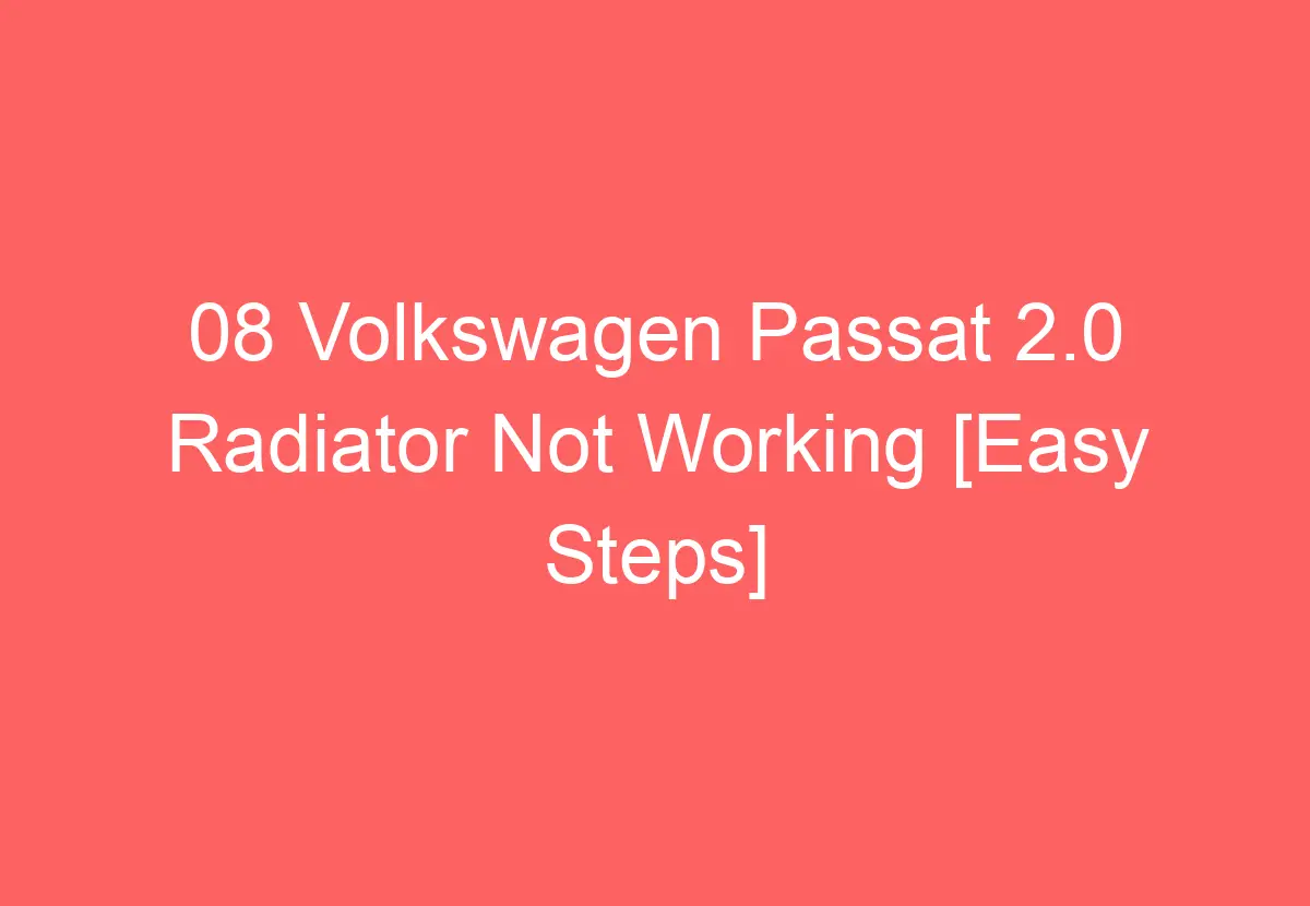 08 Volkswagen Passat 2.0 Radiator Not Working [Easy Steps