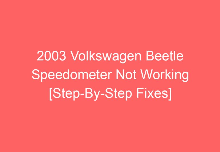 2003 Volkswagen Beetle Speedometer Not Working [Step-By-Step Fixes]