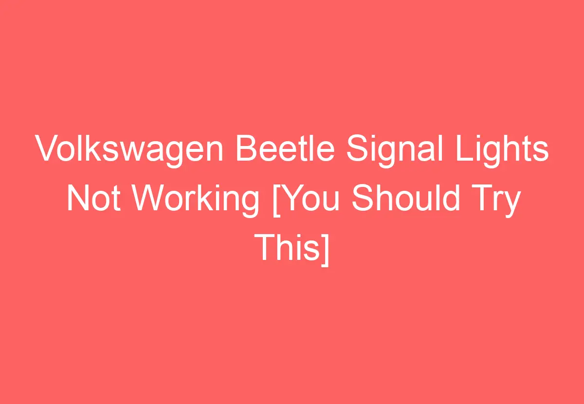 Volkswagen Beetle Signal Lights Not Working [You Should Try This] VolkswagenBuddy